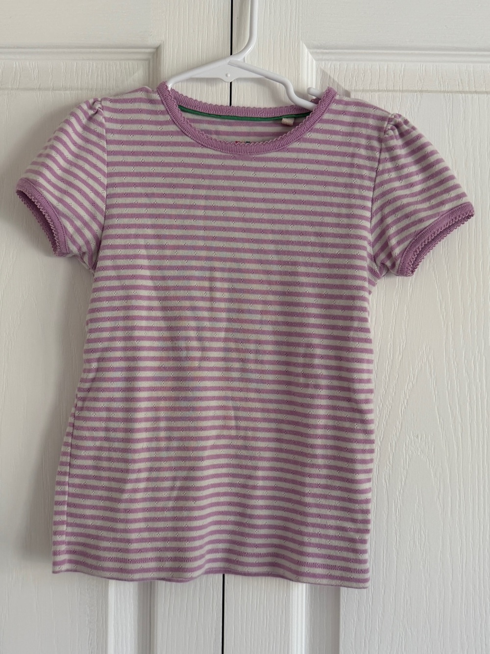 Mini Boden Short Sleeve Pointelle Top